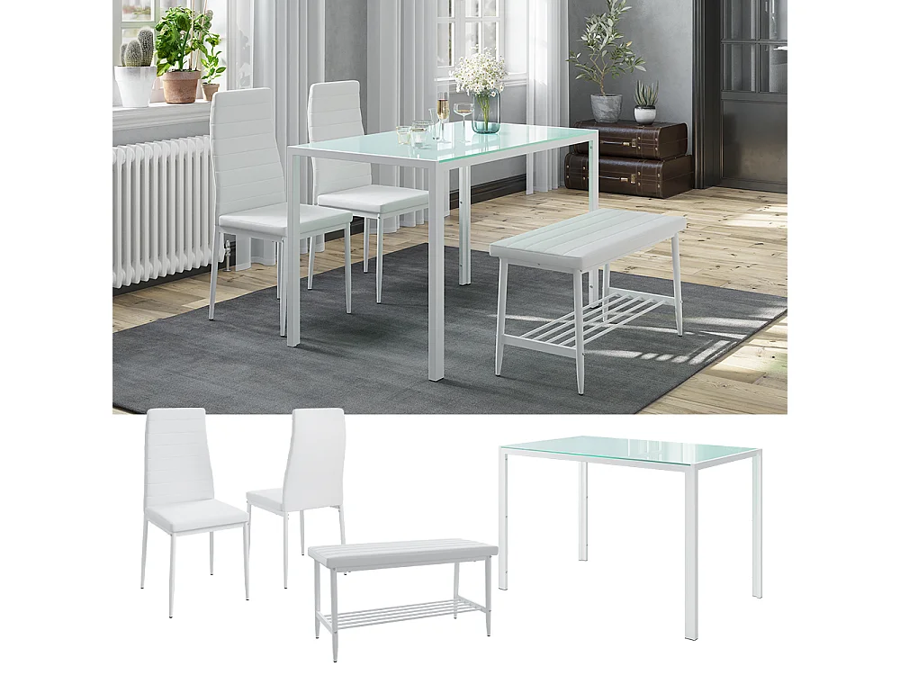 Ensemble de table à manger blanc 120x70x75 grand