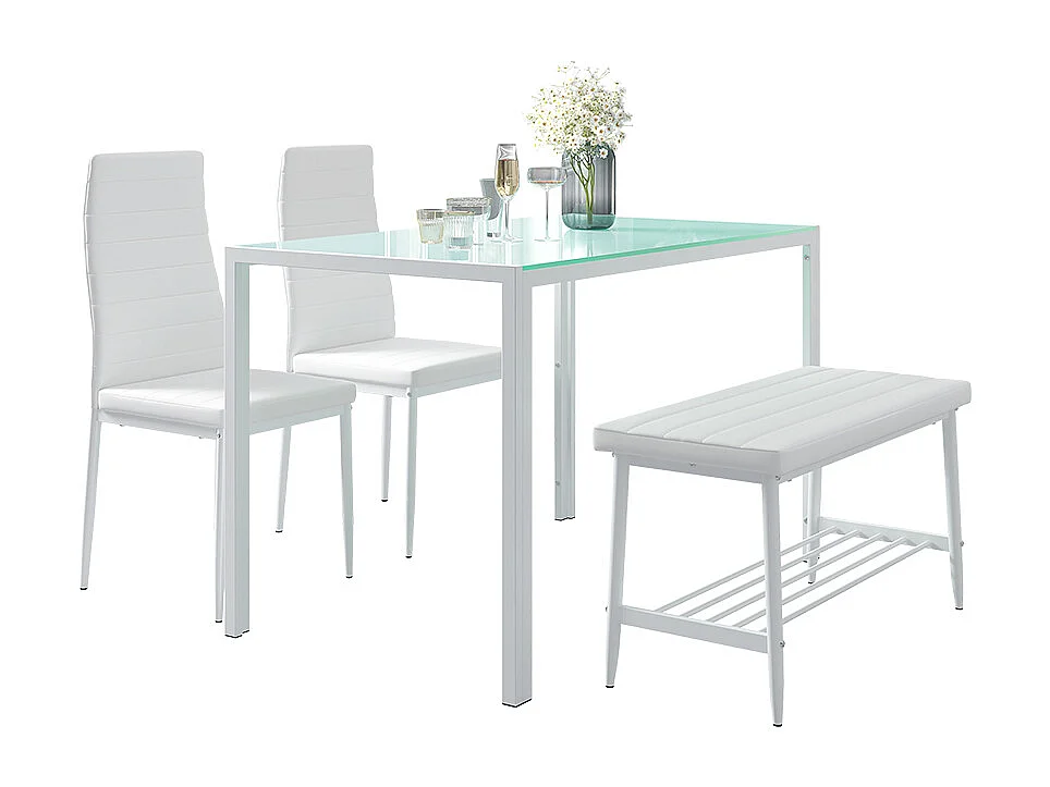 Ensemble de table à manger blanc 120x70x75 grand