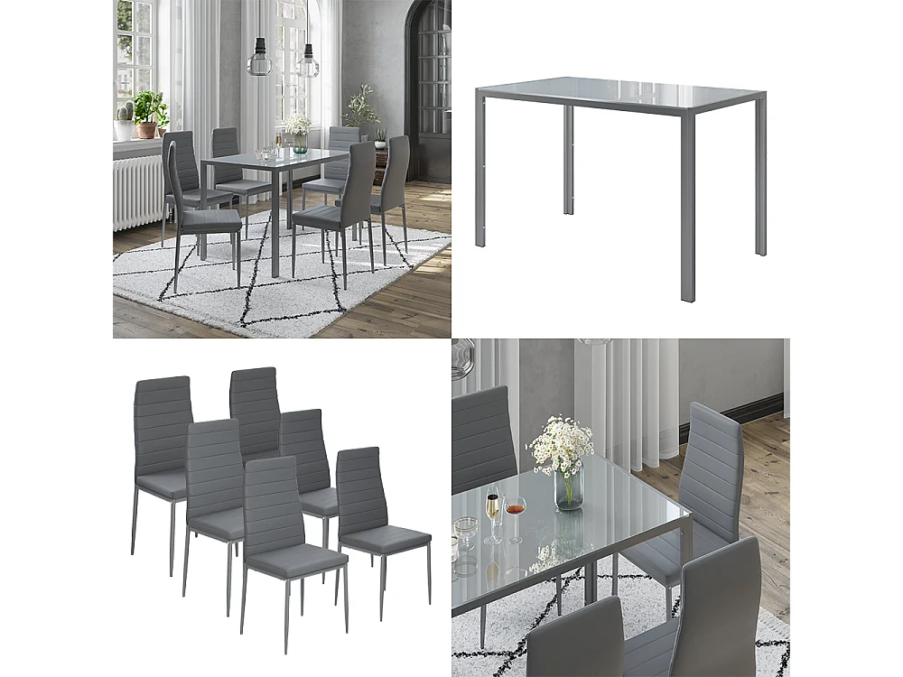 Ensemble de table à manger gris 120x75x70 grand