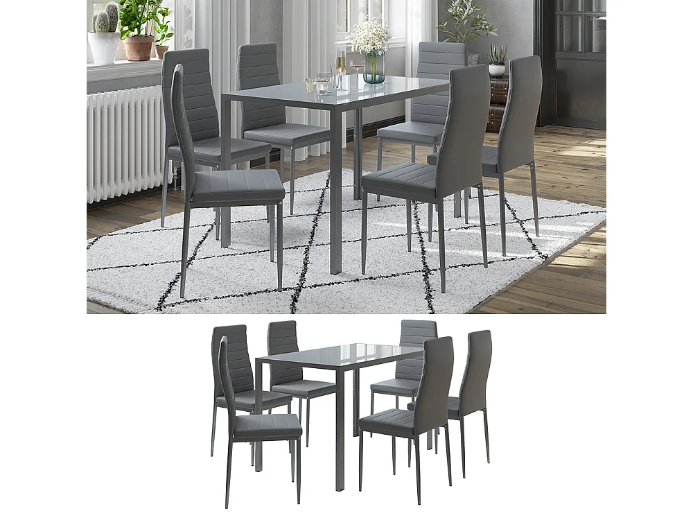 Ensemble de table à manger gris 120x75x70 grand