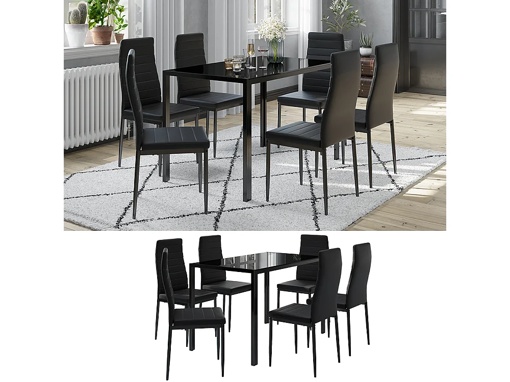 Ensemble de table à manger noir 120x75x70 grand