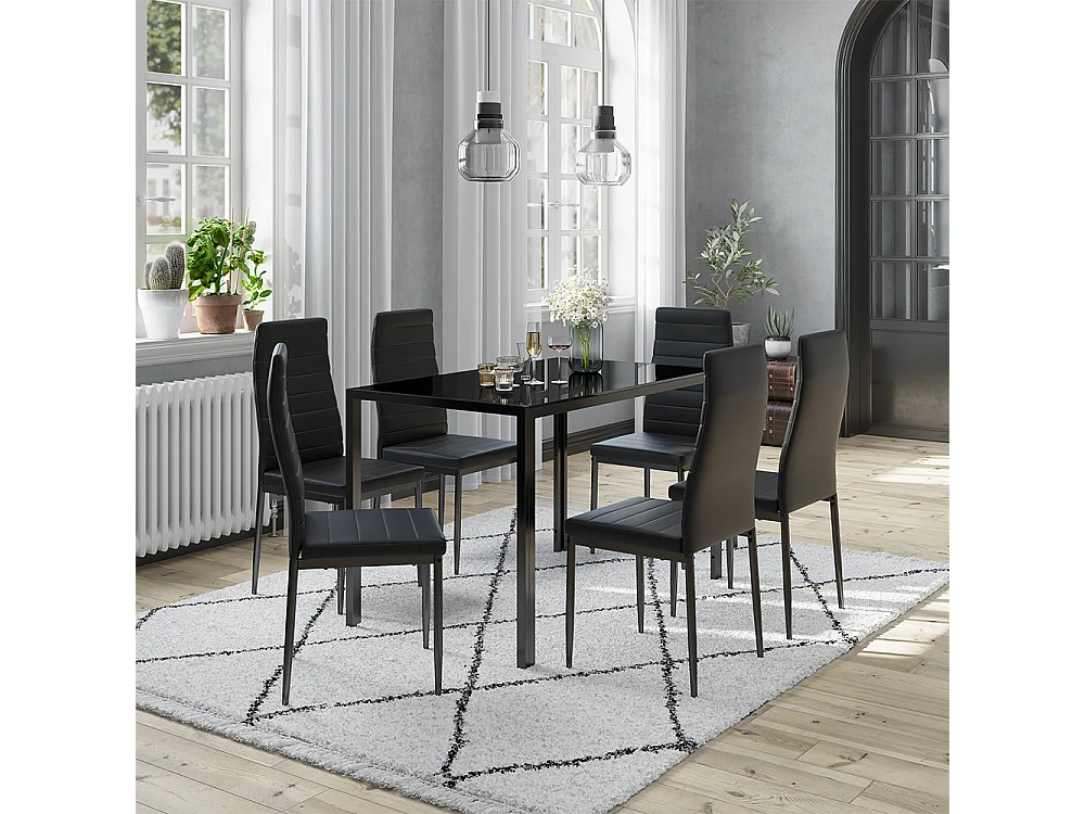 Ensemble de table à manger noir 120x75x70 grand
