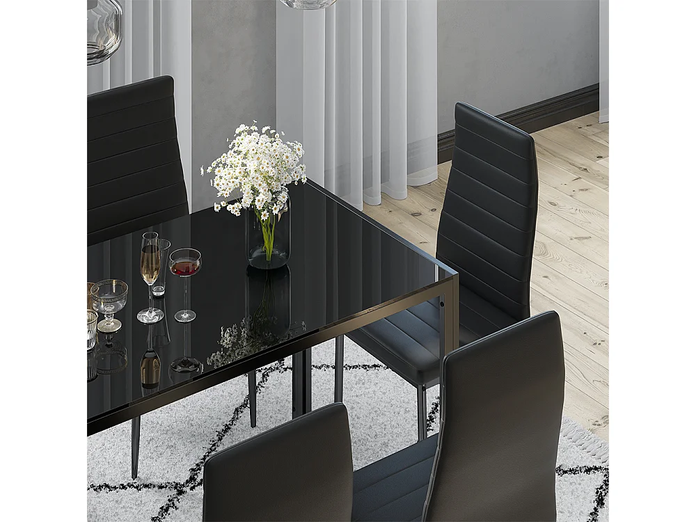 Ensemble de table à manger noir 120x75x70 grand