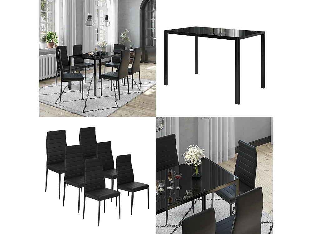 Ensemble de table à manger noir 120x75x70 grand