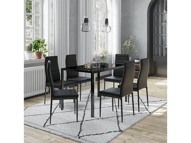 Ensemble de table à manger noir 120x75x70 grand
