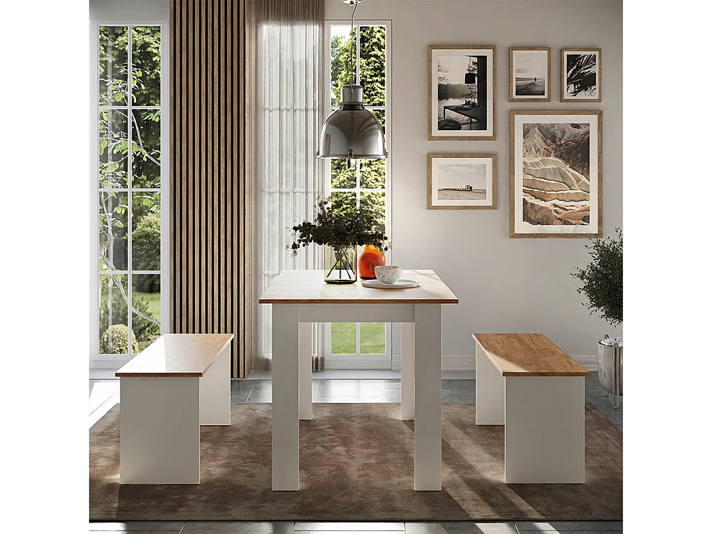 Ensemble de banquette dangle chêne blanc/force de lor 112x73.6x73 sentio