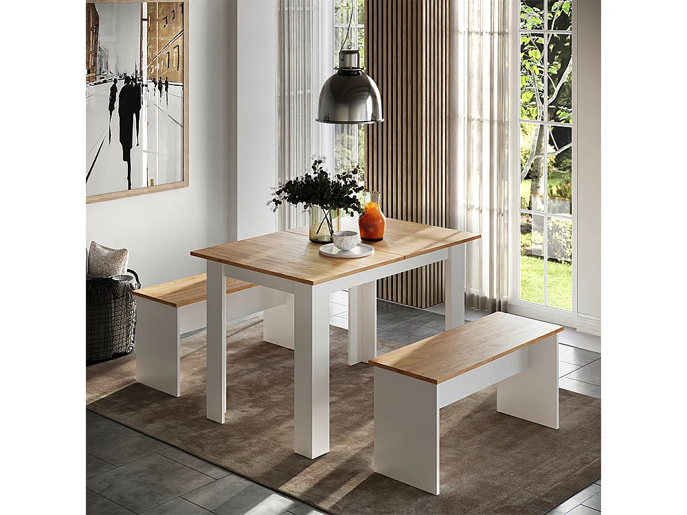 Ensemble de banquette dangle chêne blanc/force de lor 112x73.6x73 sentio