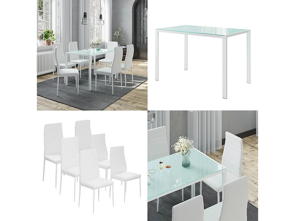 Esstisch-Set weiß 120x75x70 grand
