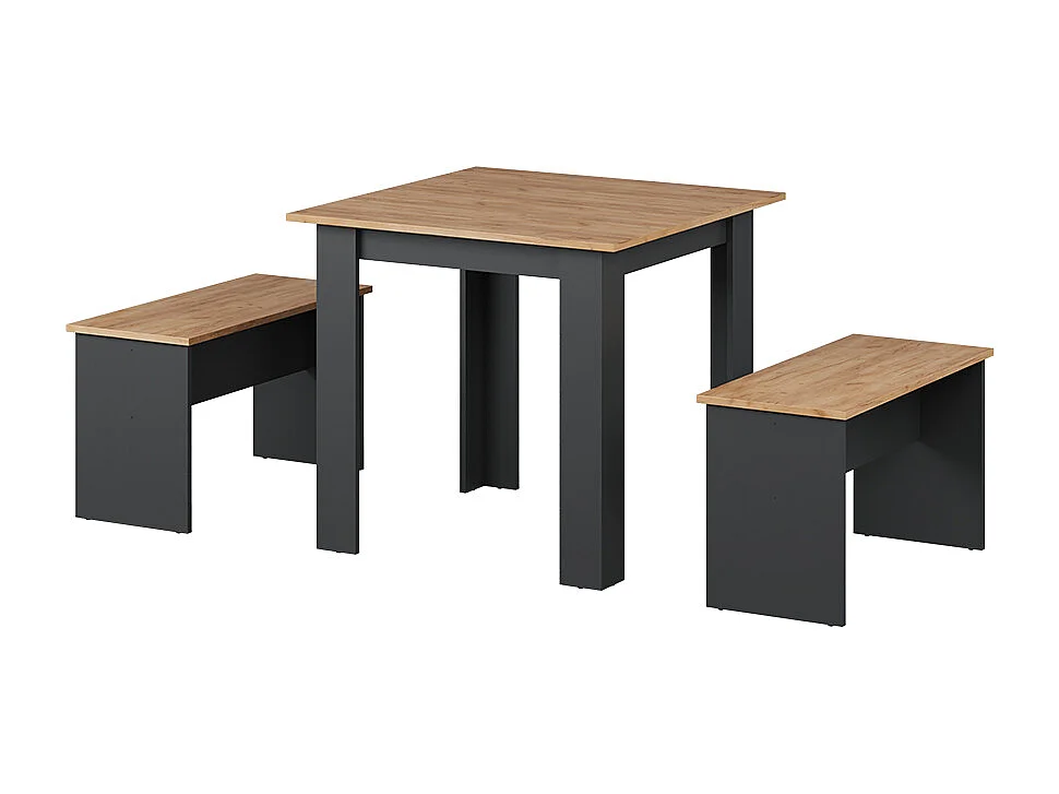 Ensemble de table à manger anthracite/chêne doré 80x80x73 sentio