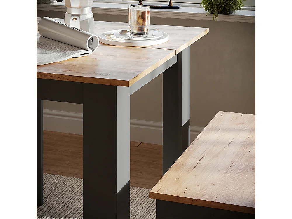 Ensemble de table à manger anthracite/chêne doré 80x80x73 sentio