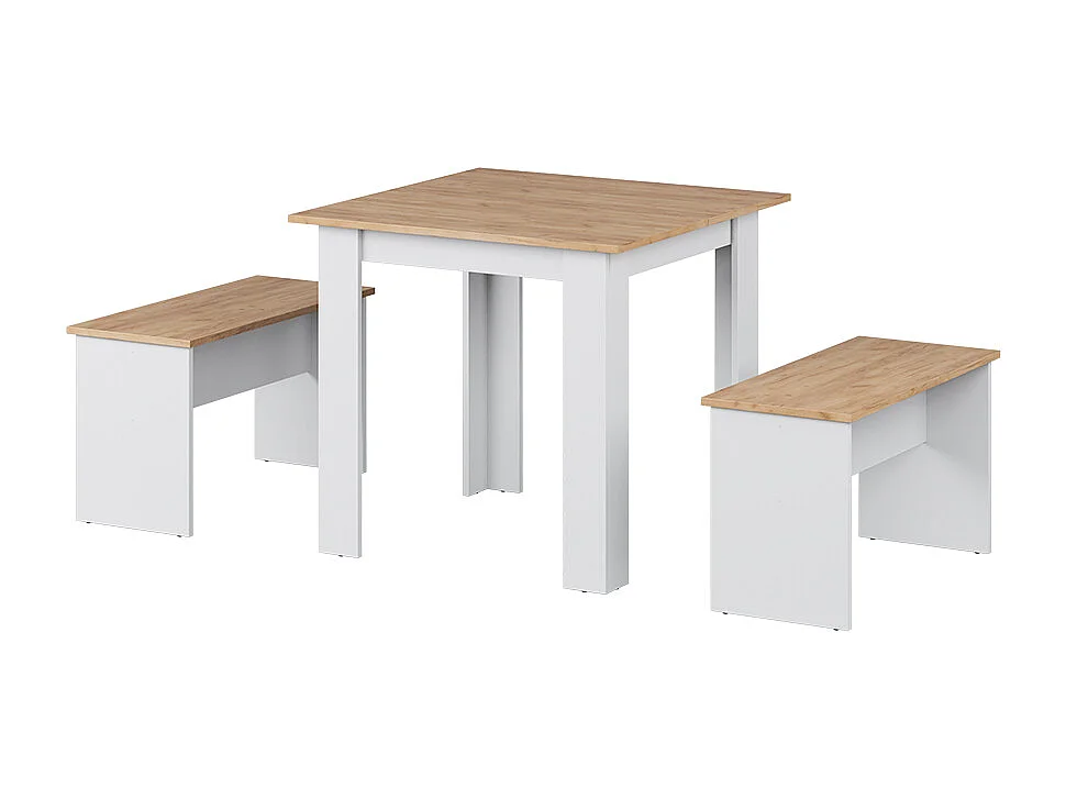 Set de table à manger chêne doré/blanc 80x80x73 sentio