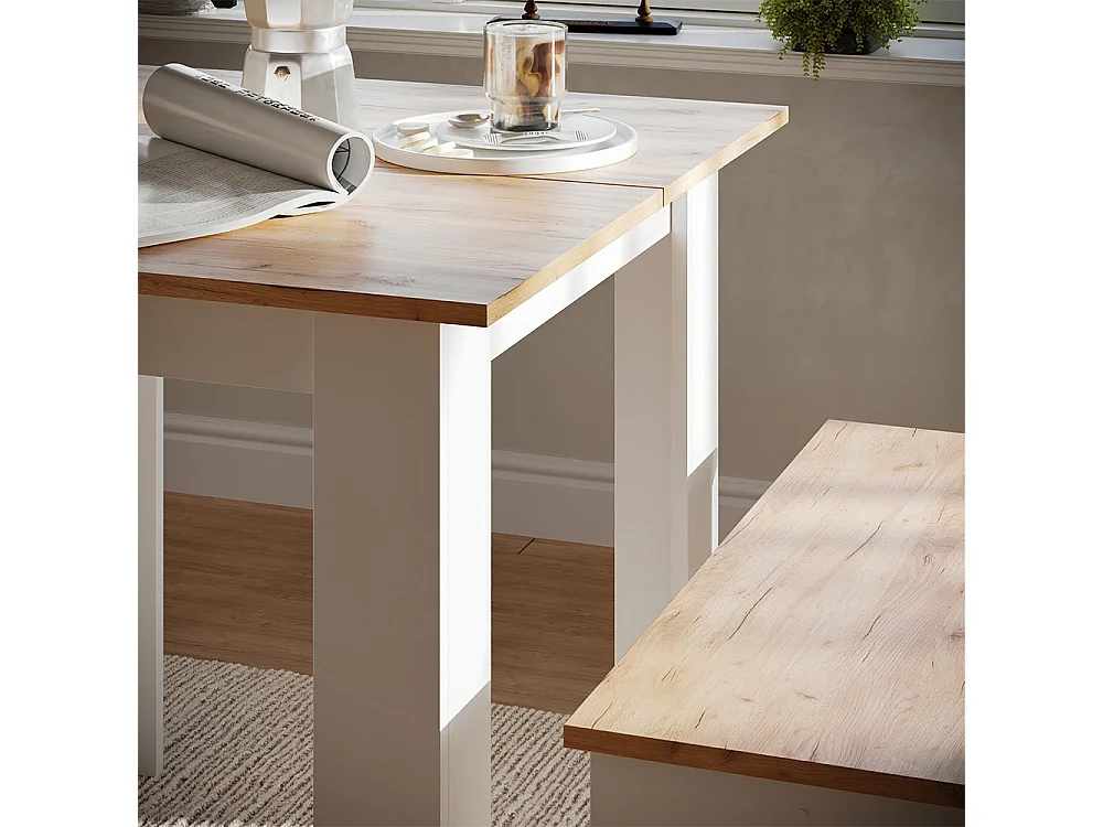 Set de table à manger chêne doré/blanc 80x80x73 sentio