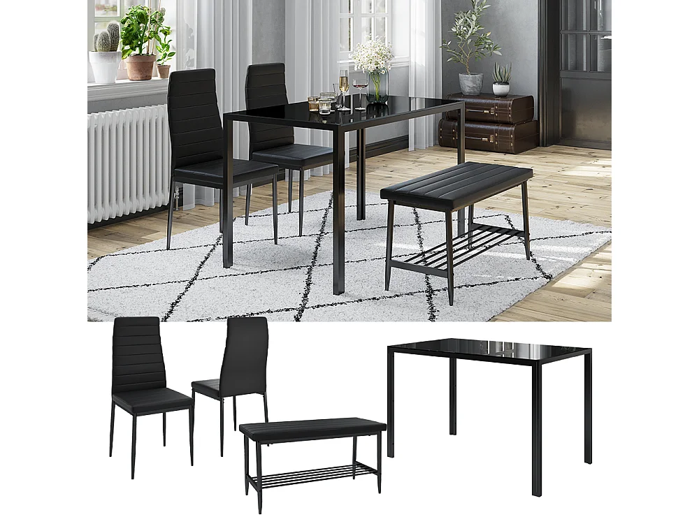 Set di tavoli da pranzo nero 120x70x75 grand