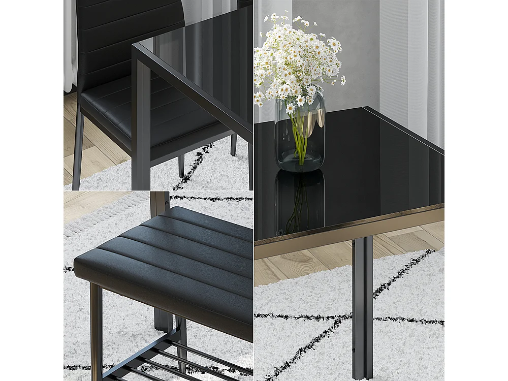 Set di tavoli da pranzo nero 120x70x75 grand