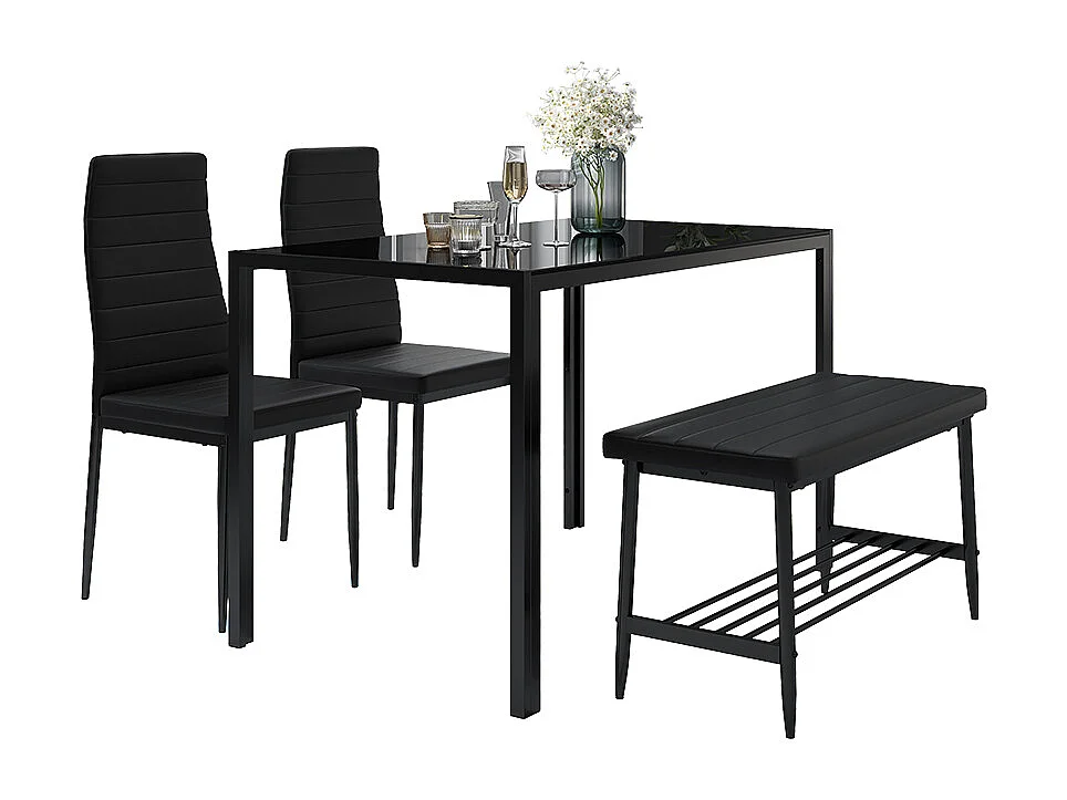 Ensemble de table à manger noir 120x70x75 grand