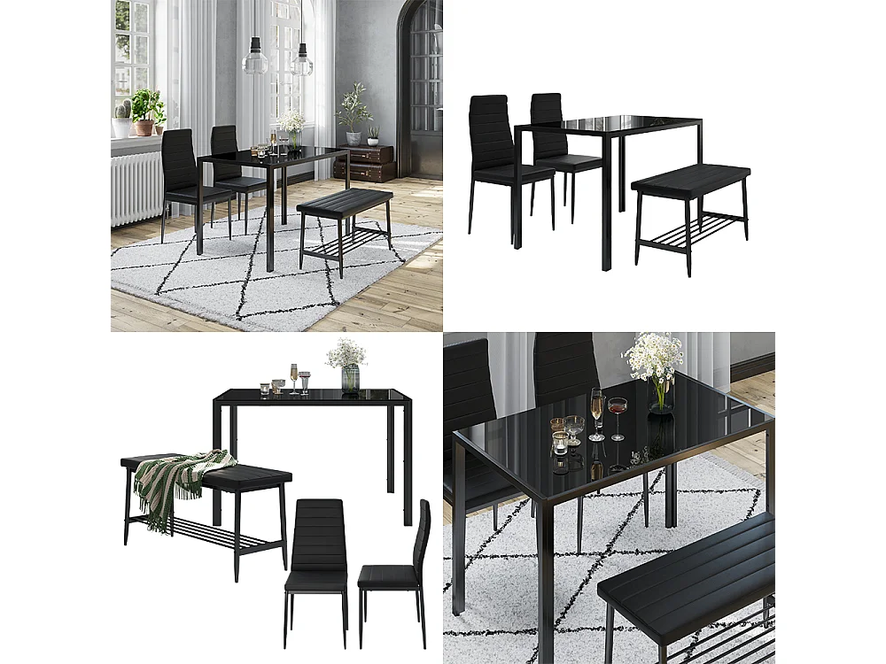 Ensemble de table à manger noir 120x70x75 grand