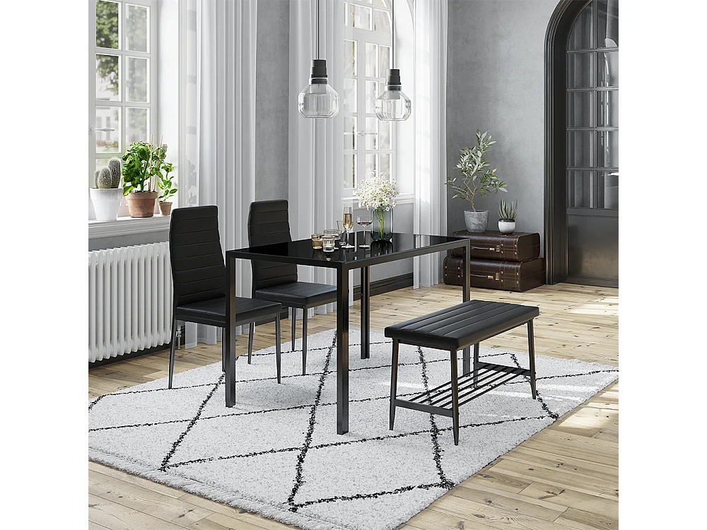 Ensemble de table à manger noir 120x70x75 grand