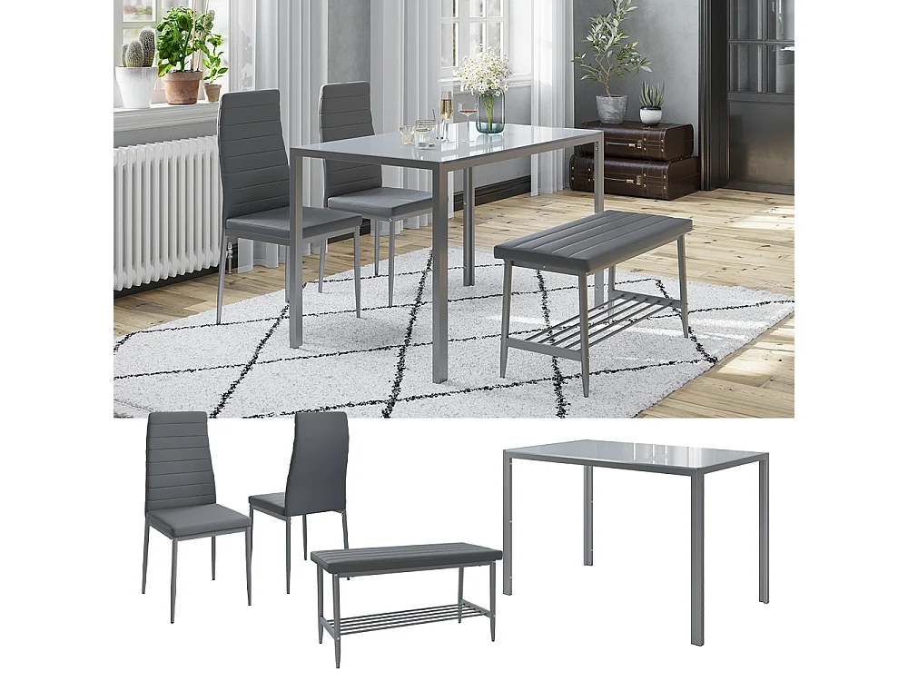 Ensemble de table à manger gris 120x70x75 grand