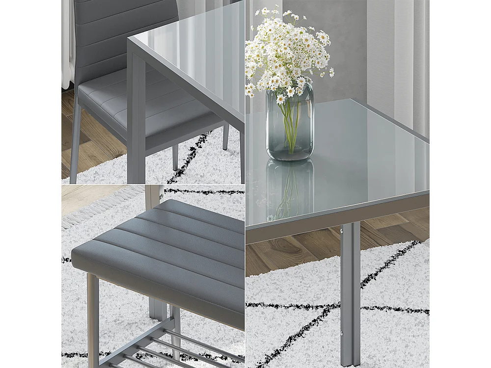 Ensemble de table à manger gris 120x70x75 grand