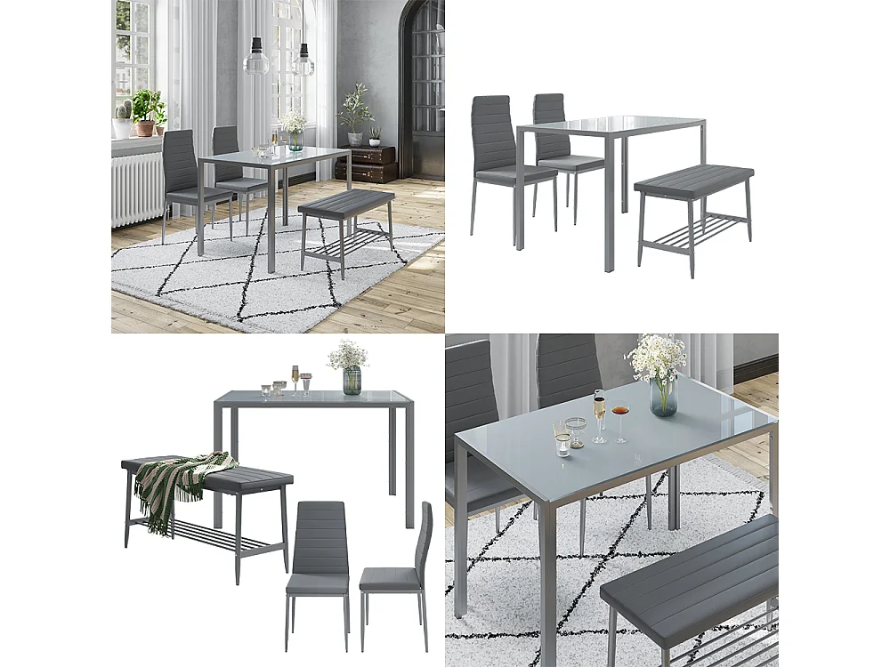 Ensemble de table à manger gris 120x70x75 grand