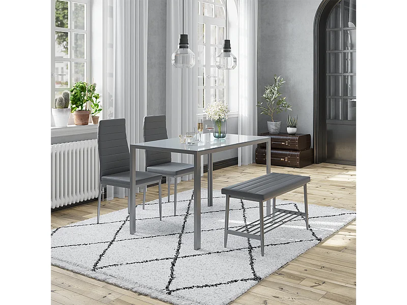 Ensemble de table à manger gris 120x70x75 grand