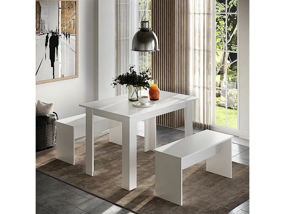 Ensemble de table à manger blanc 112x73.6x73 sentio