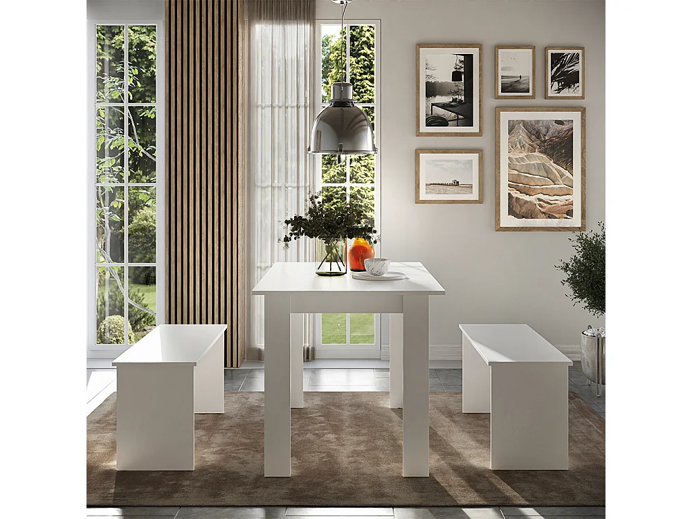 Ensemble de table à manger blanc 112x73.6x73 sentio