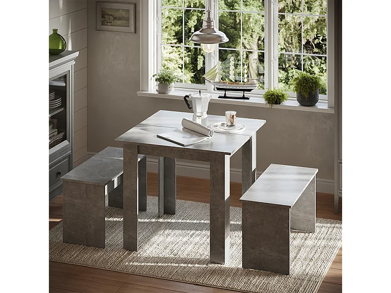 Ensemble de table à manger béton 80x80x73 sentio