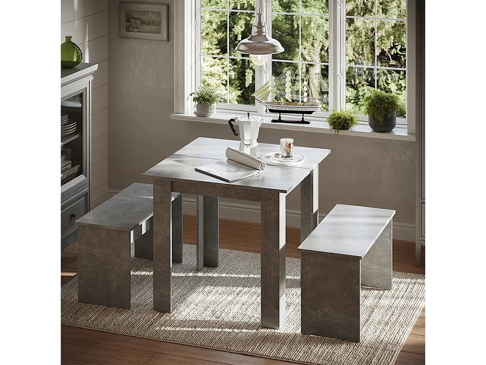 Ensemble de table à manger béton 80x80x73 sentio