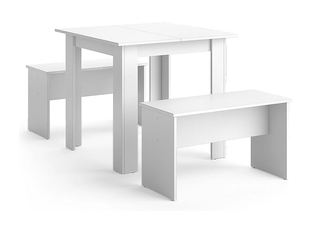 Ensemble de table à manger blanc 80x80x73 sentio