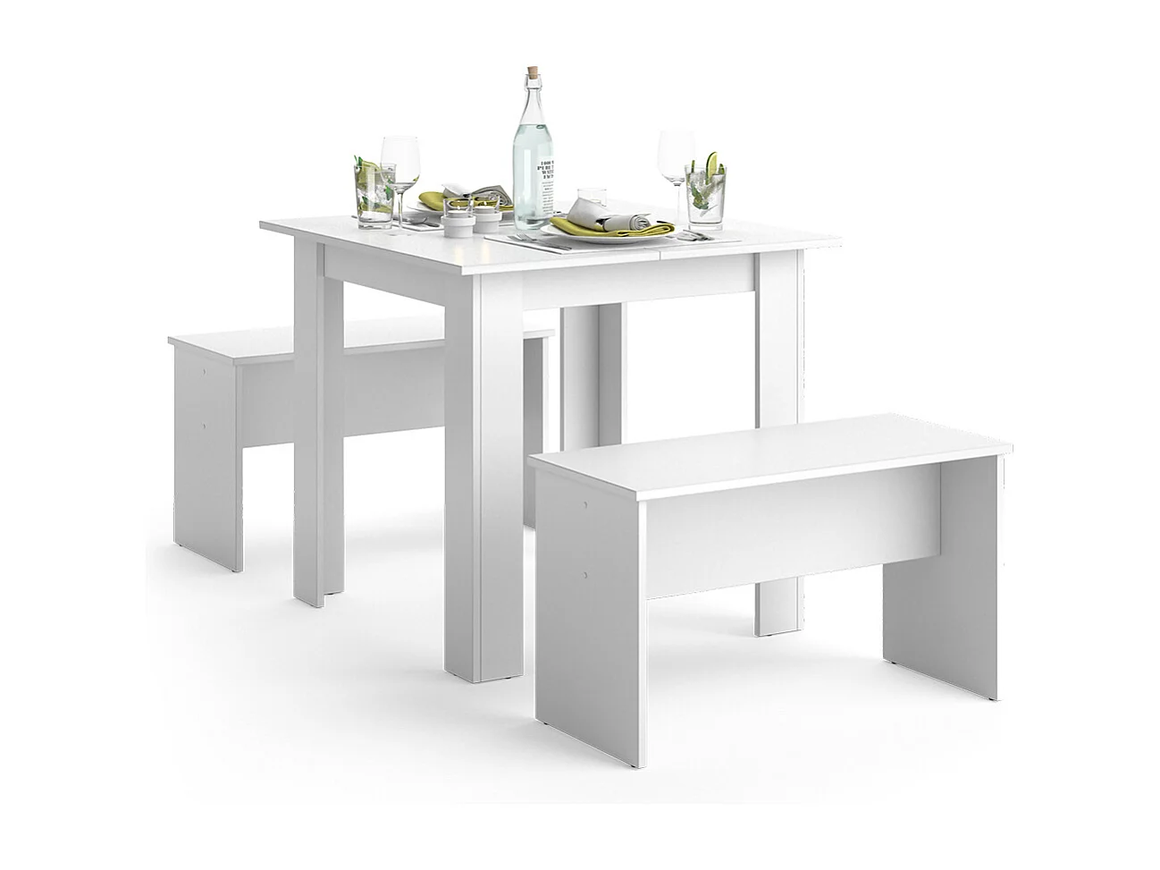 Ensemble de table à manger blanc 80x80x73 sentio