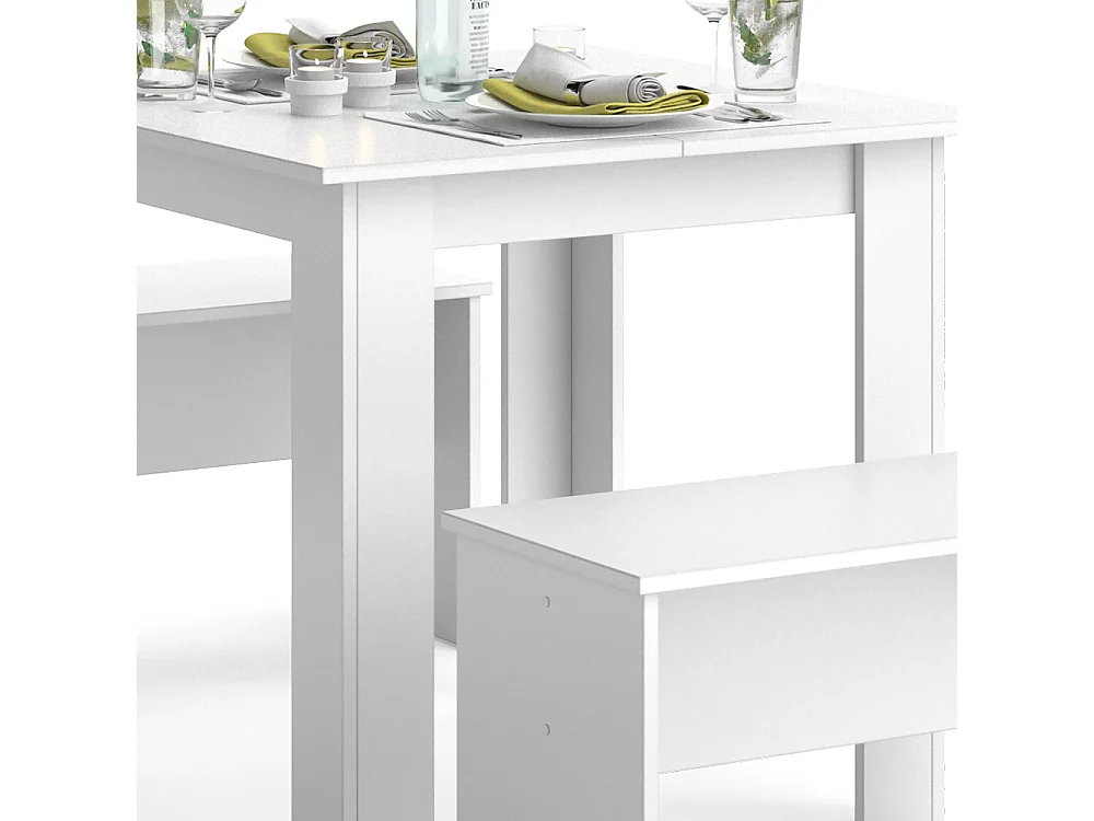 Ensemble de table à manger blanc 80x80x73 sentio