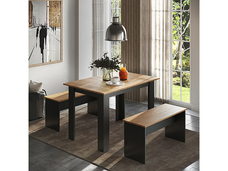 Esstisch Set anthrazit/goldkraft eiche 112x73.6x73 sentio