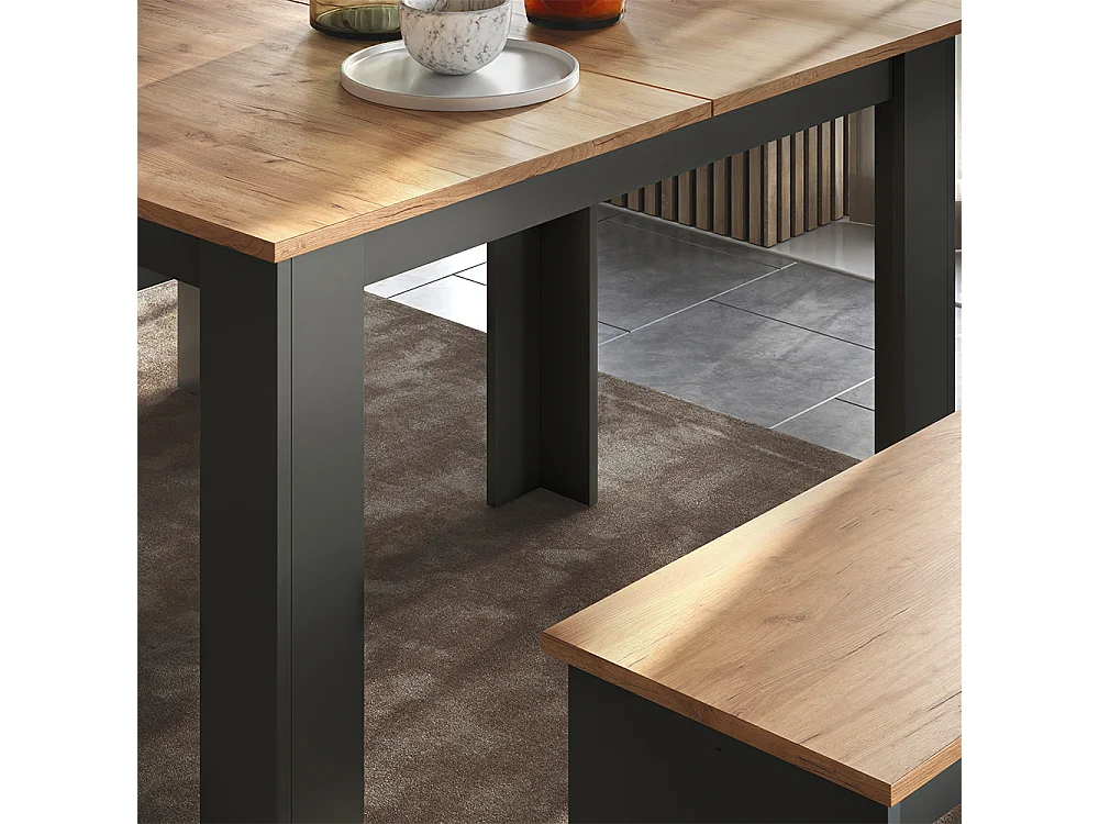 Esstisch Set anthrazit/goldkraft eiche 112x73.6x73 sentio