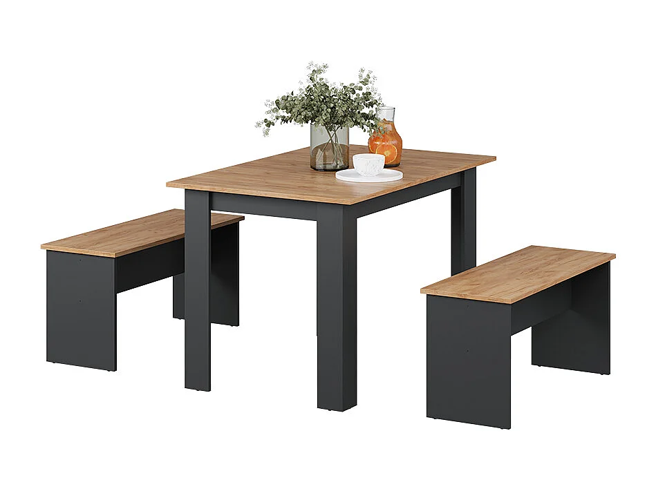 Ensemble de table à manger anthracite/chêne doré 112x73.6x73 sentio