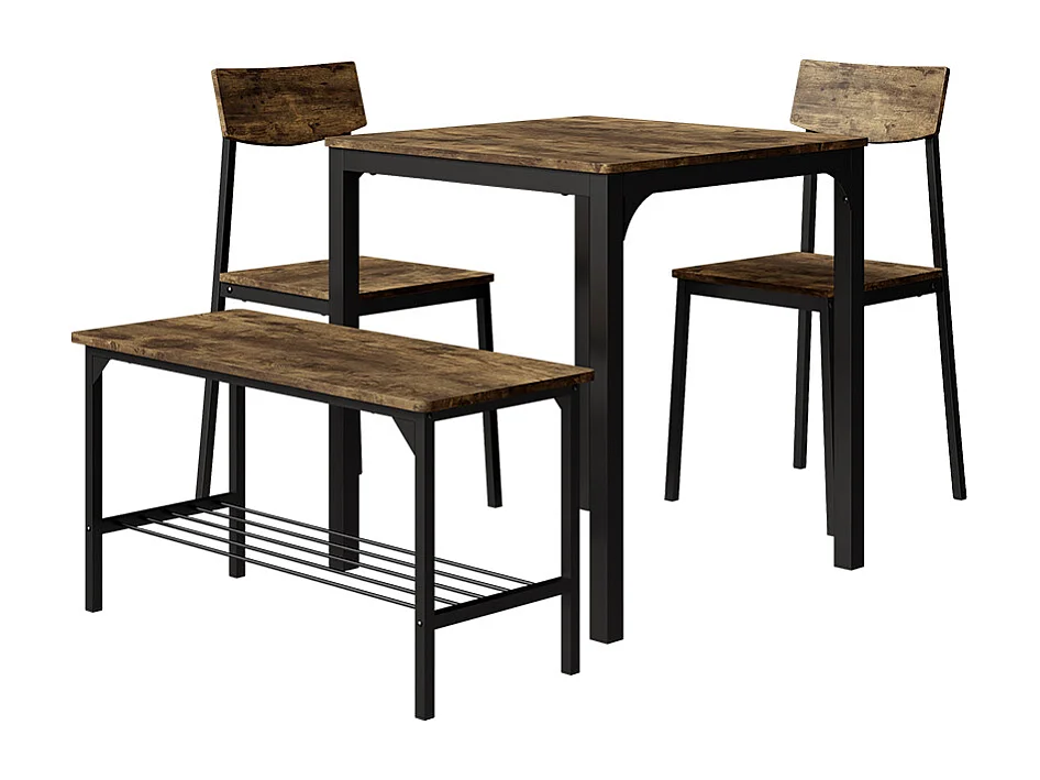 Spisebordssæt sort/eg rustik 70x70x75 fyrk