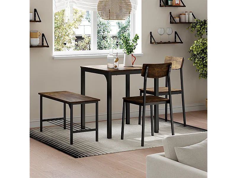 Esstisch-Set schwarz/eiche rustikal 70x70x75 fyrk