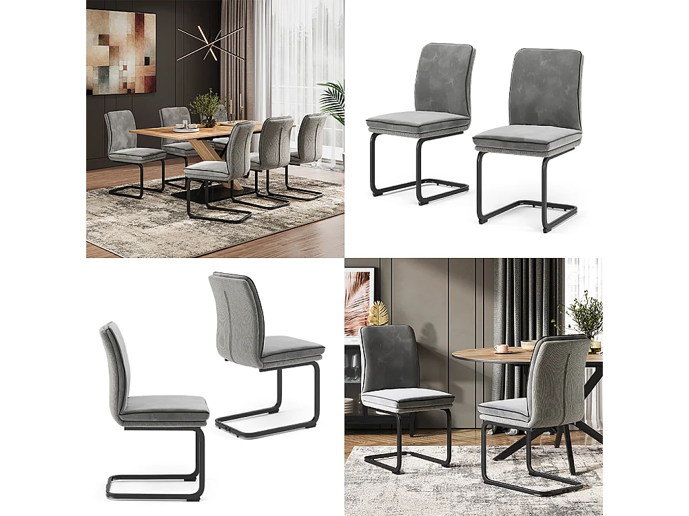 Chaise cantilever gris clair 49x63.5x95.5 eleganza