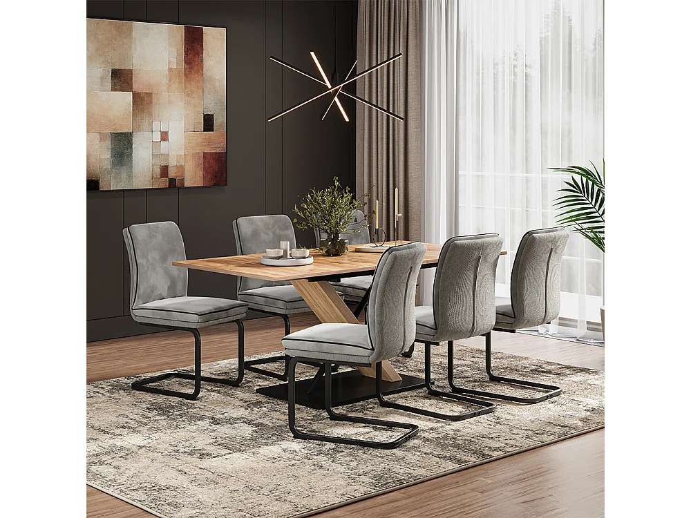 Chaise cantilever gris clair 49x63.5x95.5 eleganza