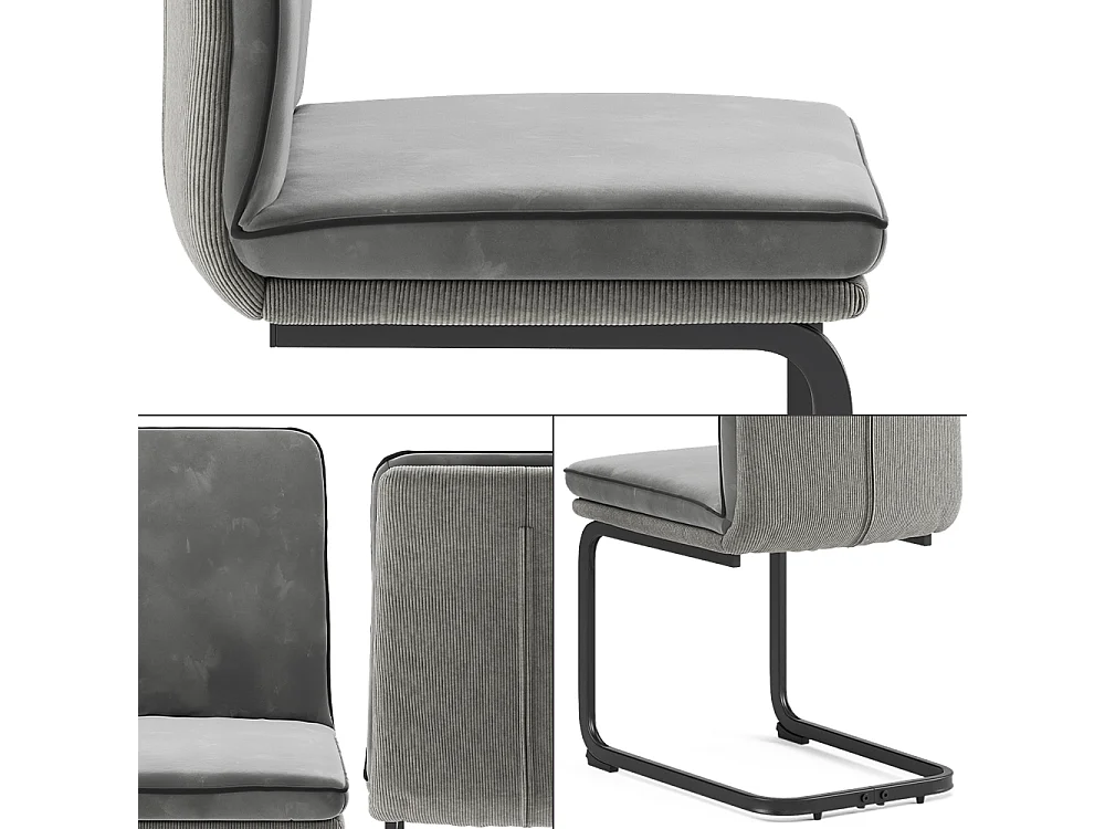 Chaise cantilever gris clair 49x63.5x95.5 eleganza