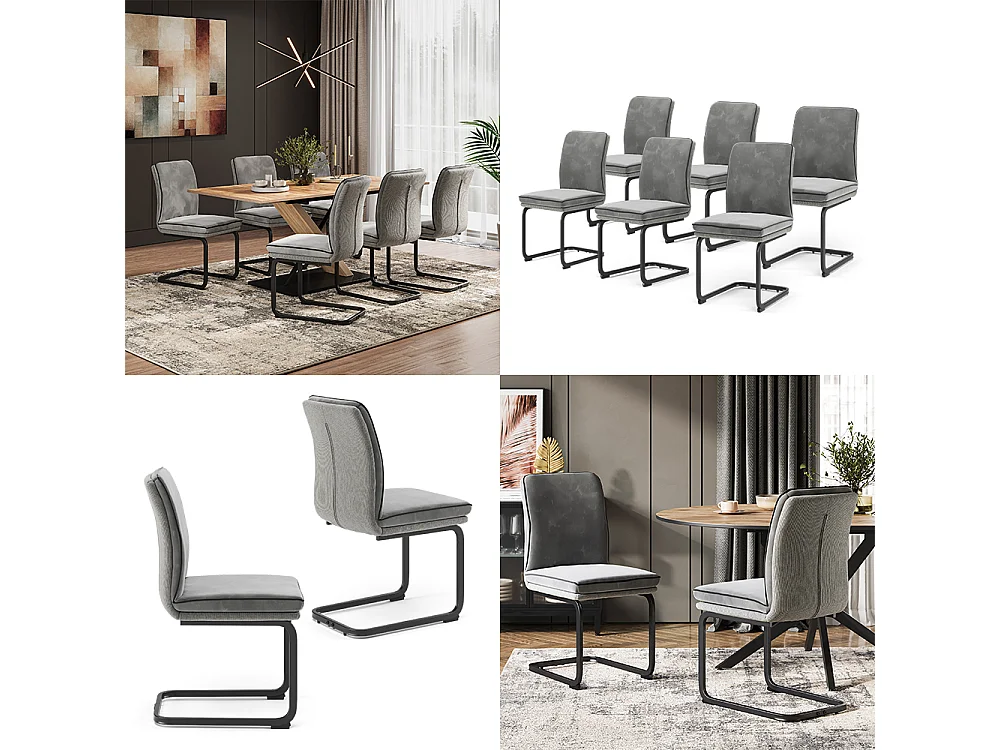 Chaise cantilever gris clair 49x63.5x95.5 eleganza