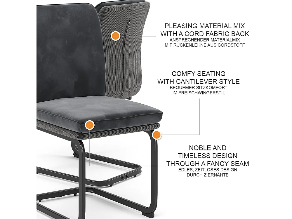 Freischwinger anthrazit 49x63.5x95.5 eleganza