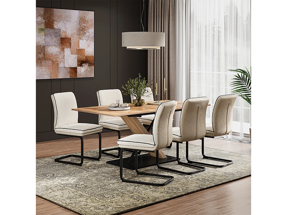 Sedia a sbalzo beige 49x63.5x95.5 eleganza