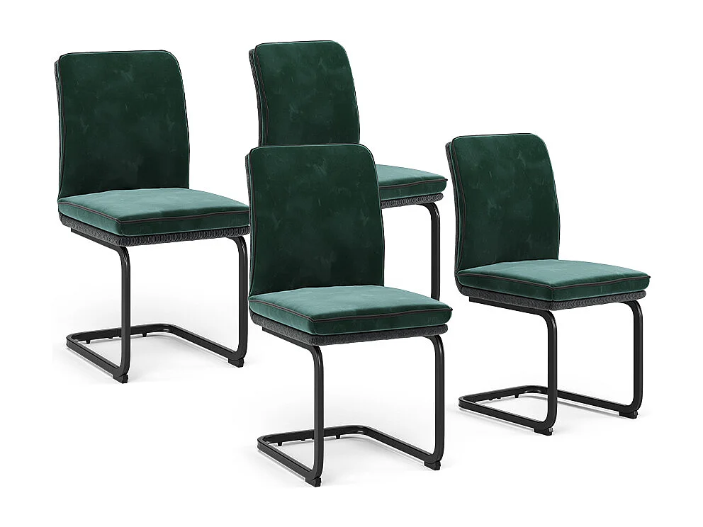 Chaise cantilever vert foncé 49x63.5x95.5 eleganza