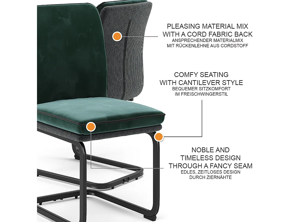 Freischwinger dunkelgrün 49x63.5x95.5 eleganza