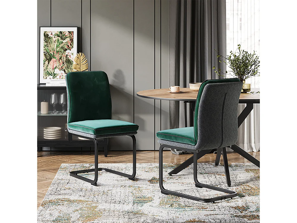 Chaise cantilever vert foncé 49x63.5x95.5 eleganza