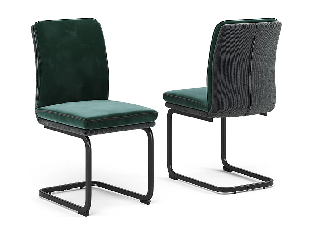 Chaise cantilever vert foncé 49x63.5x95.5 eleganza