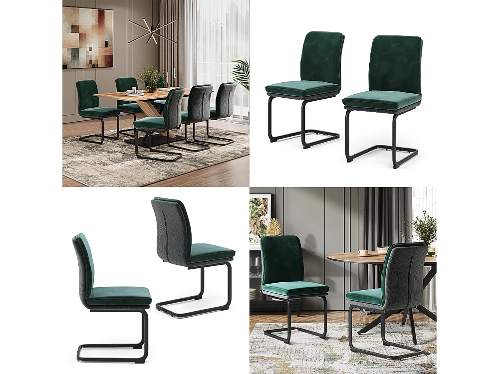 Chaise cantilever vert foncé 49x63.5x95.5 eleganza