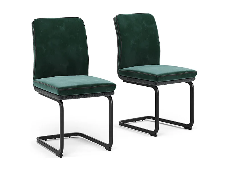 Chaise cantilever vert foncé 49x63.5x95.5 eleganza