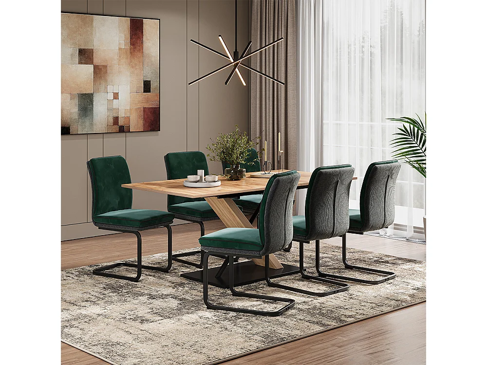 Chaise cantilever vert foncé 49x63.5x95.5 eleganza